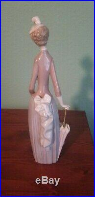 Retired LLADRO Tall Girl with Dog & Umbrella Figurine Excellent 14