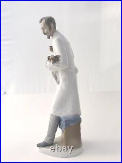 Retired Lladro 4825 Porcelain Statue of Veterinarian Injecting Terrier Puppy Dog