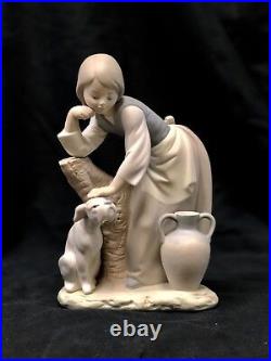 Retired Lladro Caress and Rest Girl and Dog Figurine #1246