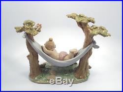 Retired Lladro Figurine #6853 Little Napmates, Boy Laying in Hammock with Dog