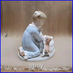 Retired Lladro Figurine Sleep Tight Little One Baby Bassinet Girl & Dog Rare