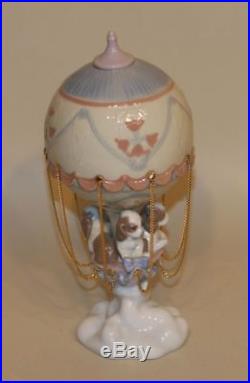 Retired Lladro Figurine Up and Away 6524 Hot Air Balloon Puppy Dogs in Box