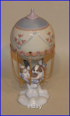Retired Lladro Figurine Up and Away 6524 Hot Air Balloon Puppy Dogs in Box