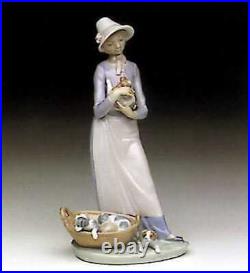 Retired Lladro Ladro My Puppies 5807 Girl With Puppies In A Basket Spain Mint