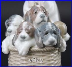 Retired Lladro Litter of Fun #5364 Girl Stroller K9 Puppy Dog Porcelain Figurine