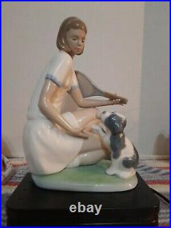 Retired Lladro Nao #1347 15 Love Tennis Girl and Dog Porcelain Figurine