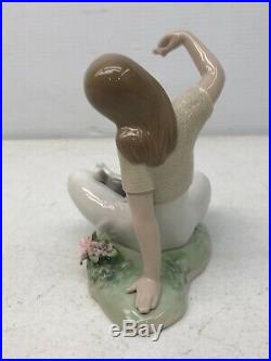 Retired Lladro Playtime With Petals Girl With Dog Porcelain Figurine #7711