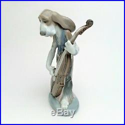 Retired Lladro Porcelain #1154'Dog Playing Base Fiddle' Figurine