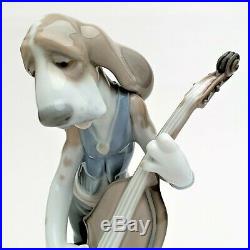 Retired Lladro Porcelain #1154'Dog Playing Base Fiddle' Figurine