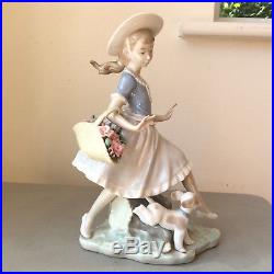 Retired Lladro Porcelain Figurine Mirth in the Countryside 4920 Girl Dog Puppy