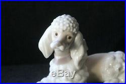 Retired Lladro Spain Poodle # 6337 Dog with Pink Bow Signed Porcelain Figurine