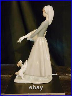 Retired Lladro Spain Porcelain Figurine Collectible #4866 Girl WithGoose & Dog 11