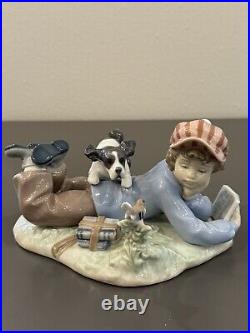 Retired Lladro Study Buddies Boy withDog Figurine #5451 No Box