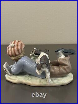 Retired Lladro Study Buddies Boy withDog Figurine #5451 No Box