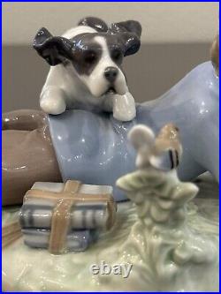 Retired Lladro Study Buddies Boy withDog Figurine #5451 No Box