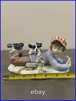 Retired Lladro Study Buddies Boy withDog Figurine #5451 No Box