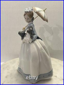 Retired Nao By Lladro #472 My Friends Young Lady with Dog & Parasol Figurine