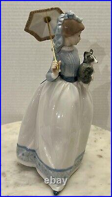 Retired Nao By Lladro #472 My Friends Young Lady with Dog & Parasol Figurine