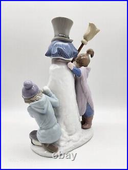 Retired Vintage Lladro 5713 The Snowman Boy, Girl Dog Building Snowman Figurine