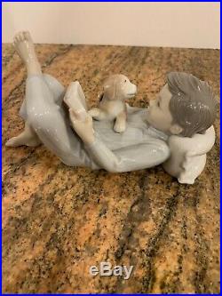 SHALL I READ YOU A STORY BOY AND DOG BY LLADRO #8034 with Original Box