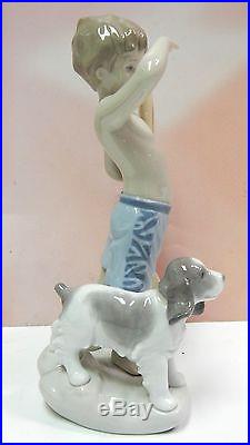 Surf's Up Boy With Surf Board And Dog Figurine By Lladro #8110