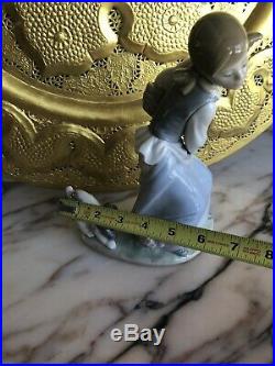 Signed Lladro Girl With A Dog Porcelain Figurine Hand Made In Spain