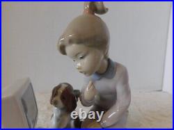 Stunning Lladro Spain Figure #6692 Computing Companions Girl With Dog / Mint