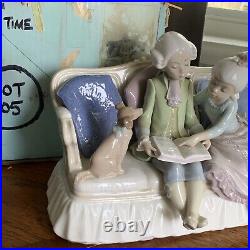 Stunning Vintage Rare Lladro Story Time #5229 Girl Boy Couch Dog Retired