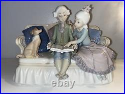 Stunning Vintage Rare Lladro Story Time #5229 Girl Boy Couch Dog Retired No Box