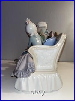 Stunning Vintage Rare Lladro Story Time #5229 Girl Boy Couch Dog Retired No Box