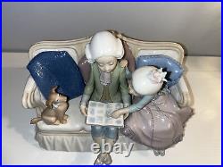 Stunning Vintage Rare Lladro Story Time #5229 Girl Boy Couch Dog Retired No Box