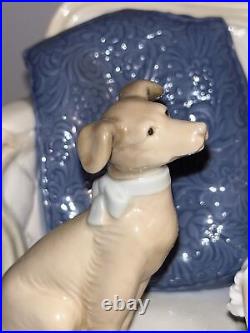 Stunning Vintage Rare Lladro Story Time #5229 Girl Boy Couch Dog Retired No Box