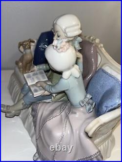 Stunning Vintage Rare Lladro Story Time #5229 Girl Boy Couch Dog Retired No Box