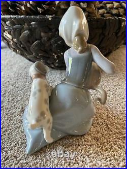 Sweet Retired Lladro Little Friskies #5032 Girl With Cat & Dalmatian Dog MINT