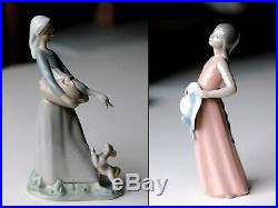 Two Lladro 4866, Lladro 5008,'Girl with Goose and Dog','The Dreamer Girl