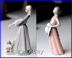 Two Lladro 4866, Lladro 5008,'Girl with Goose and Dog','The Dreamer Girl