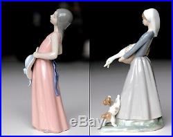 Two Lladro 4866, Lladro 5008,'Girl with Goose and Dog','The Dreamer Girl