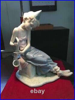 Unique Unmarked Second Lladro 5059-clown With Saxophone-without Dog