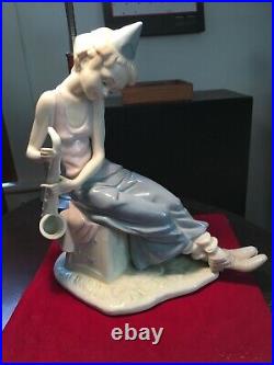 Unique Unmarked Second Lladro 5059-clown With Saxophone-without Dog