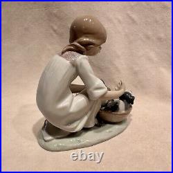 VINTAGE LLADRO Joy in a Basket Girl with Puppies Figurine #5595 Retired