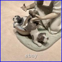 VINTAGE LLADRO Joy in a Basket Girl with Puppies Figurine #5595 Retired