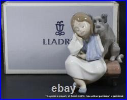 VINTAGE LLADRO PORCELAIN FIGURINE #5706 WE CAN'T PLAY Girl & Dog + BOX