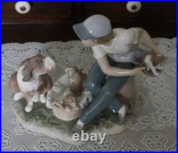 VINTAGE Lladro Figurine This One is Mine #5376 Boy with Dog & Puppies, Spain