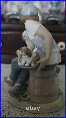 VINTAGE Lladro Figurine This One is Mine #5376 Boy with Dog & Puppies, Spain