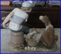 VINTAGE Lladro Figurine This One is Mine #5376 Boy with Dog & Puppies, Spain