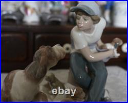 VINTAGE Lladro Figurine This One is Mine #5376 Boy with Dog & Puppies, Spain