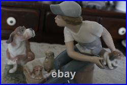 VINTAGE Lladro Figurine This One is Mine #5376 Boy with Dog & Puppies, Spain