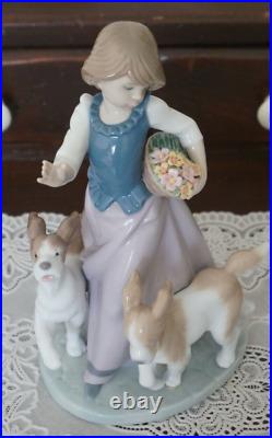 VINTAGE Lladro Porrcelain Dog Figurine Out for a Rhom #5761, Spain