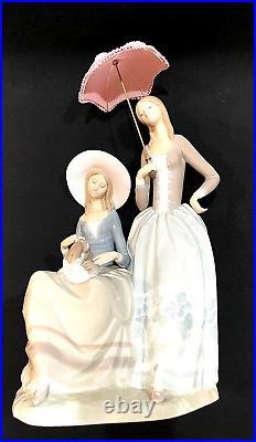 VTG 1981 Lladro Two Girls with Dog & Parasol Porcelain Figurine Retired 1981 19