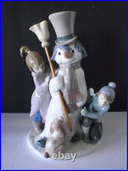 VTG 1990 Lladro Porcelain Figurine THE SNOWMAN #5713 Glossy Kids Dog Retired
